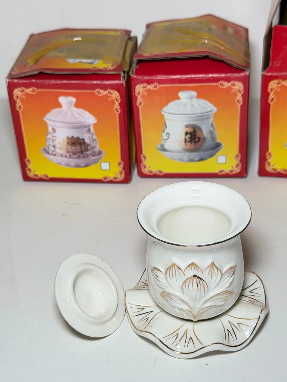 Set of 3 Buddhist Altar Water Offering Cups - Ceramic Tiny Cups 3.1